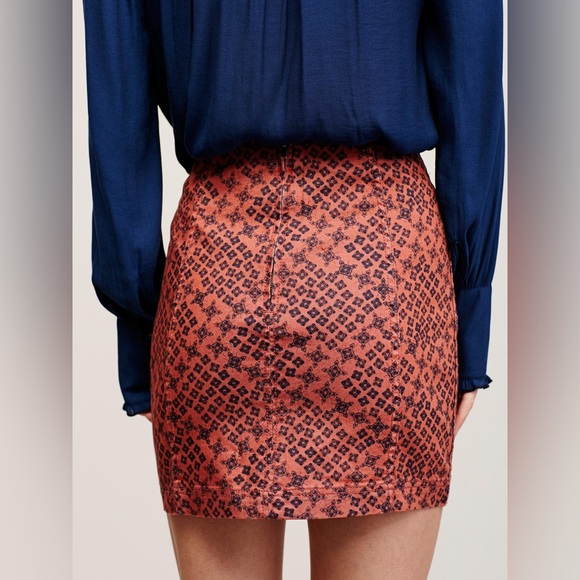 Free people modern femme stretch denim patterned skirt - Picture 2 of 6